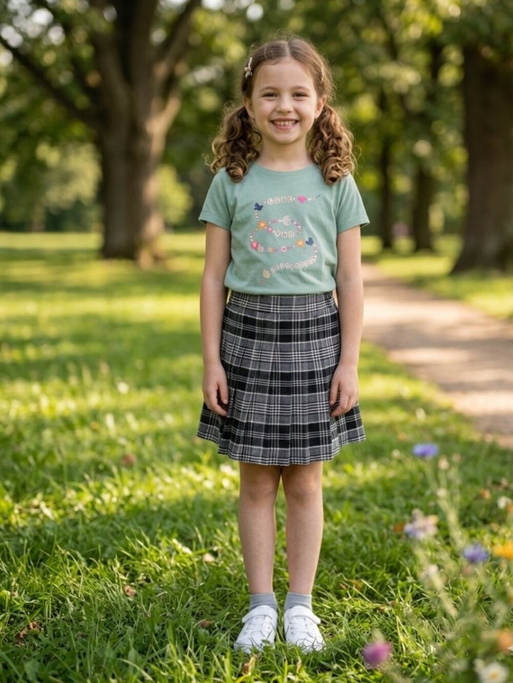 Pleated Skirt and Graphic Tee Combo